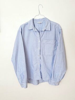 beachlunchlounge blue Striped Boyfriend oversized Button-Up Shirt 100% Cotton